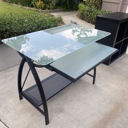 Tempered Frosted Glass Computer Desk