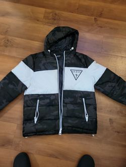 Guess Camo Puffer Jacket with Hood
