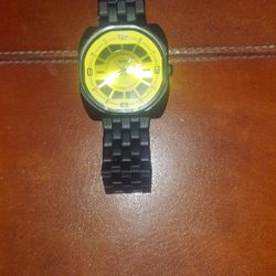 Wezal Black And Yellow Square Face Watch