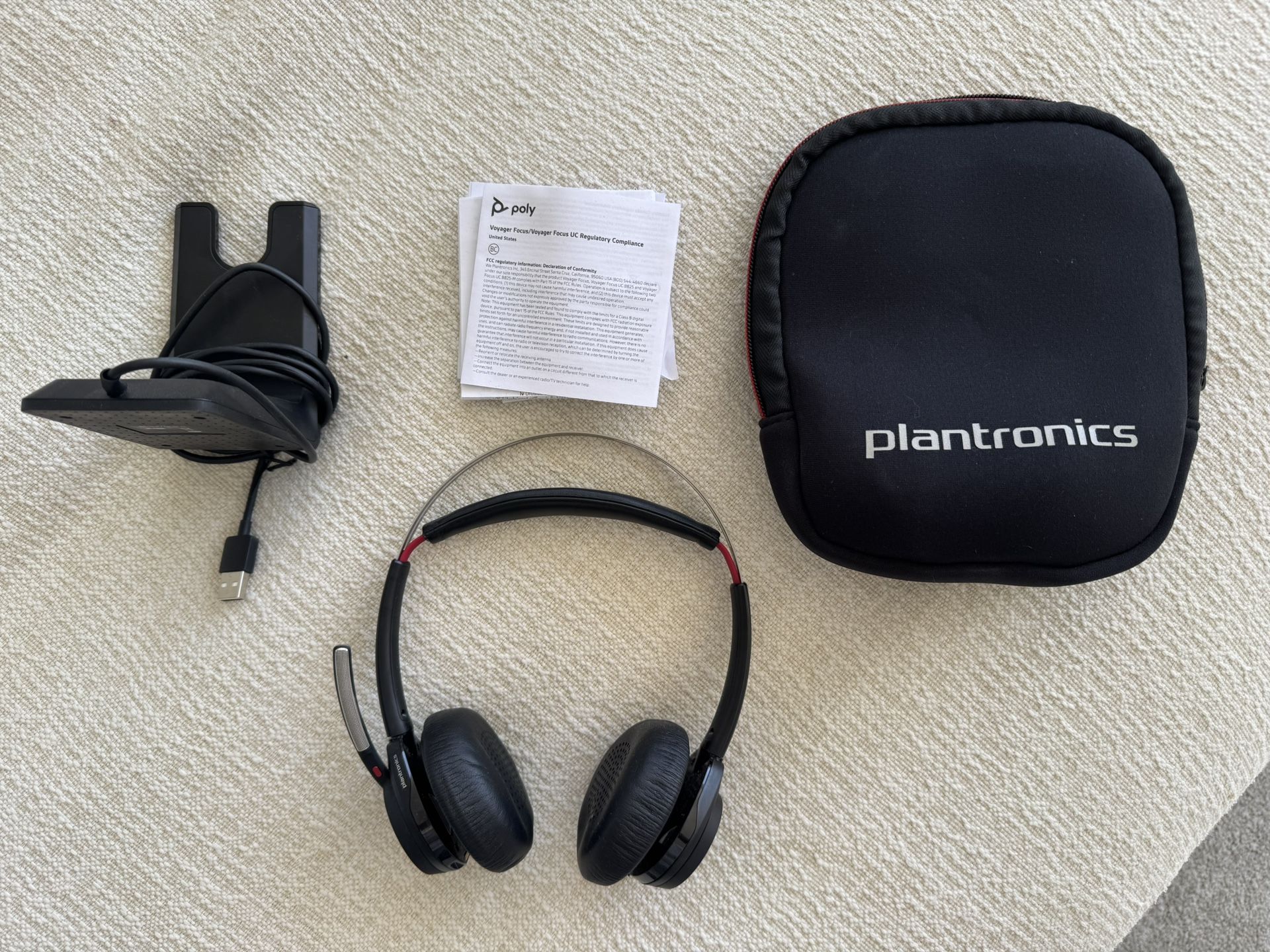 Plantronics Voyager Focus UC Bluetooth Headset + Charging Stand & Case