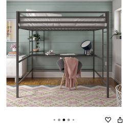 Loft Bed with Desk & Full Mattress 