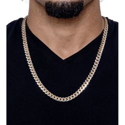 24" Men's Two-Tone Cuban Link Chain Necklace in 14k Gold-Plated Sterling Silver and Sterling Silver