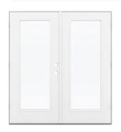 JELD WEN WHITE FIBERGLASS DOUBLE DOOR WITH FRAME...NEW WITH LITTLE DAMAGE ON THE FRAME....$ 1,200
