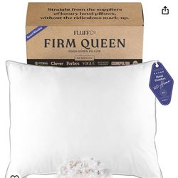 FluffCo Down Pillow with 600 Fill Power White Duck Down Side Sleeper Pillow | Hotel Pillow with 300 Thread Count | 100% Cotton Feather Pillows | Firm 