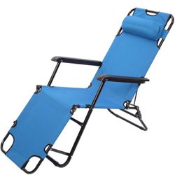 ndoor/Outdoor Stable Beach Chair, Lounge for Beach Patio Pool Lawn Yard Sunbathing Sun Tanning Adjustable Portable Chair, 330lbs Capacity, Blue