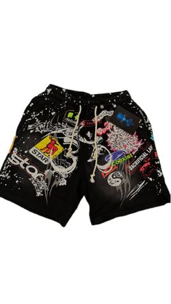 Hellstar Graphic Print Black Shorts