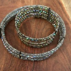 Expandable Beaded Necklace and Beaded Bracelet Set