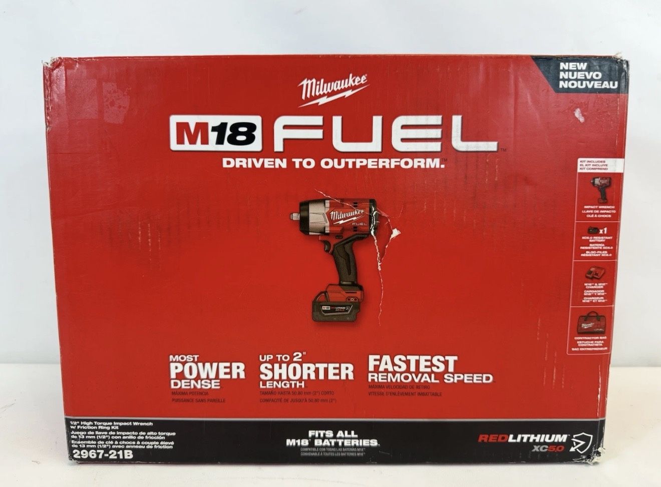NEW Milwaukee 2967-21B M18 FUEL 18V 1/2" High Torque Impact Wrench Kit