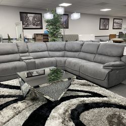 Gray Sofa Sectional 3x Power Recliners 
