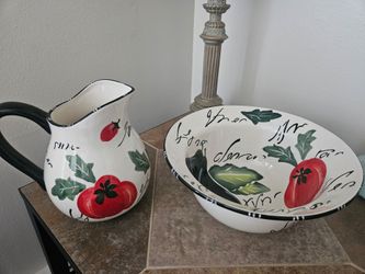 "Certified International" 13" x 7" Decorative Bowl & Matching 9" Tall Pitcher; $20.00 EACH; (Discontinued Pattern).