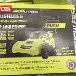 Ryobi Lawmower 40v Comes With Battery And Charger Like New Open Box