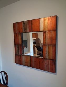 Large Square Wall Mirror with Decorative Frame