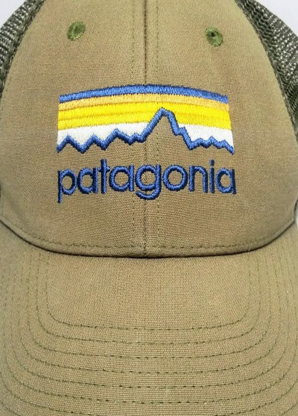 Patagonia Logo Snapback Mesh Back Trucker Baseball Hat Cap Army Brown Blue Gold