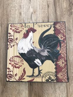 Rooster Picture On Wood / 12”x12