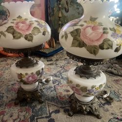 Really Large Pair Of Antique Hurricane Lamps 