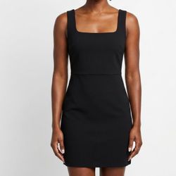 H&M Whimsigoth Square Neck LBD Bodycon Mini Dress Modern Goth Dark Academia M