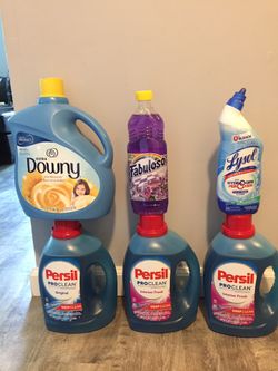 $40 for this bundle 3persil it’s 100oz each bottle 1Downy 150loads 1lysol And 1fabuloso and Pick Up Gahanna