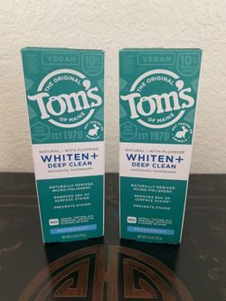 Tom’s of Maine Whiten Plus Deep Clean Natural Whitening Toothpaste with Fluoride, Peppermint, 4.0 oz. New $8.00 for both 