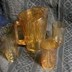 Vintage Pitcher And Glasses