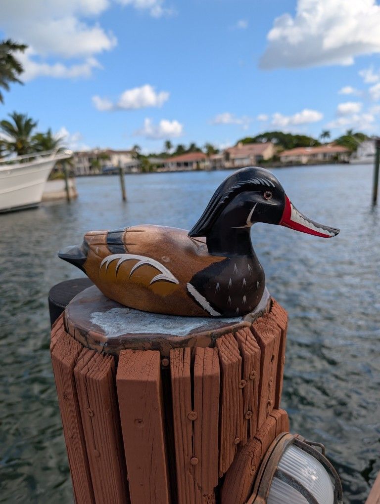 Vintage Wood Duck Made In Taiwan 14" Long