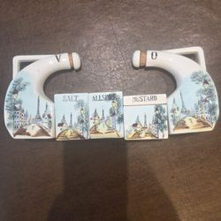 Antique Oil Vinegar And Spice Set