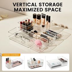 Clear Acrylic Makeup Organizer Set