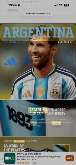 adidas M Adult Argentina 2026 Home Authentic Jersey Size M