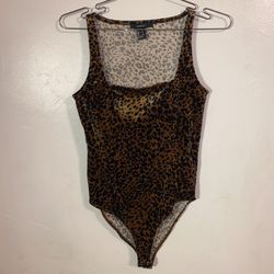 Forever 21 Velvet Leopard Bodysuit Size S
