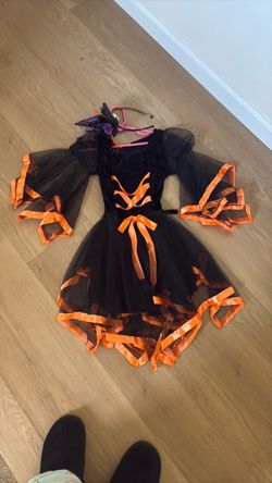 Witch dress halloween costume  girl with witch hat headband