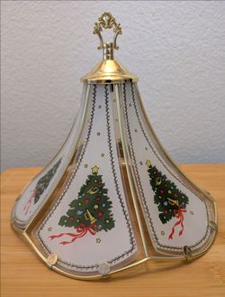 Vintage Christmas Tree Touch Lamp Replacement Shade Metal And Glass