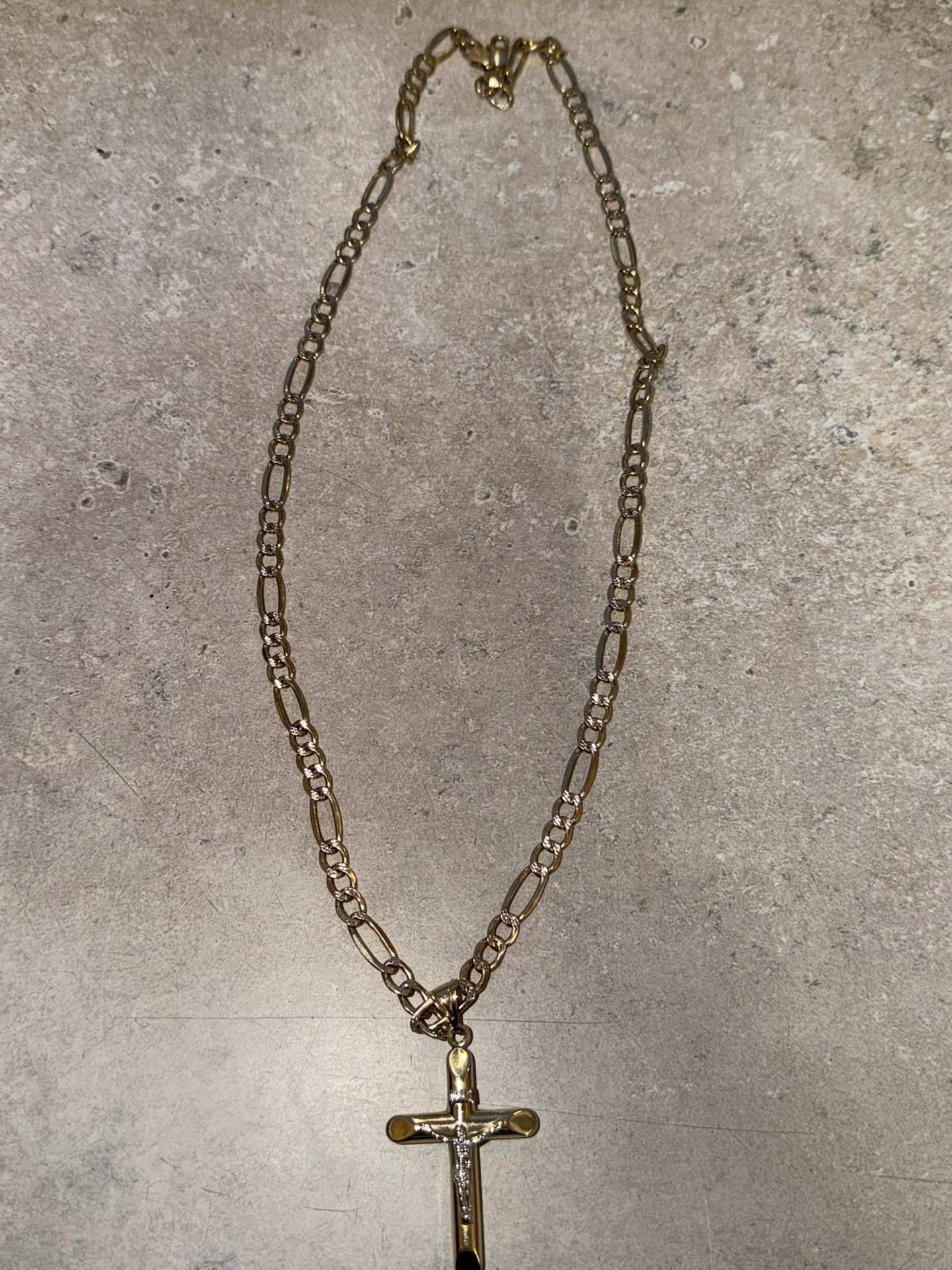 14k Gold Chain With Cross Sold Together 