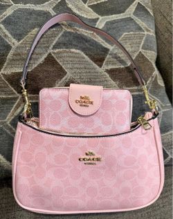 Coach Pink Signature Bag and Wallet Set