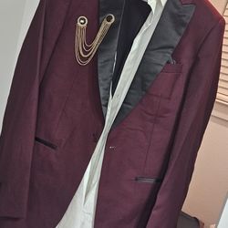 Burgundy Suit Jacket - Full Set! PROM READY!