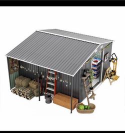 (New in box need assembly) 10'x 12' Galvanized Steel Metal Storage Shed w/ window Outdoor Garden