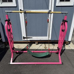 Kids Gymnastic Bar With Swing Adjustable
