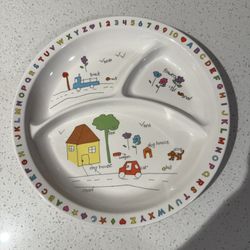 Vintage Kids Divided Plate House Car Truck ABC & 123