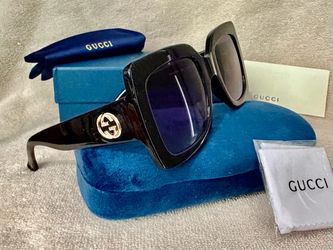 Gucci GG0083S 001 Black Purple Gradient Oversized Square Sunglasses  women