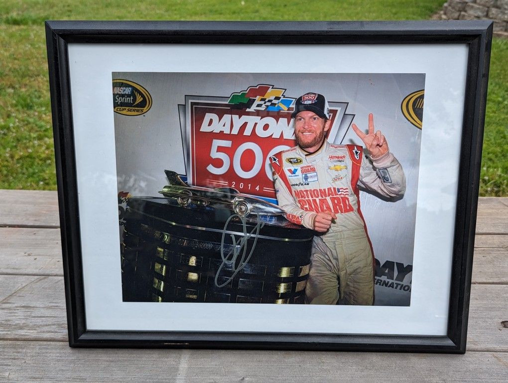 Dale Earnhardt Jr Framed Autograph - 19 1/2" x 15 1/2" NASCAR Collectible