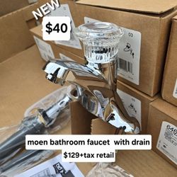 New Moen Bathroom Faucets With Drain Included  . $129+tax retail each , my price only $40 each