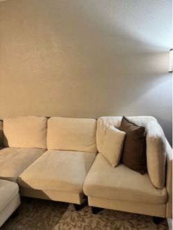 Beige Sectional w/ Ottoman