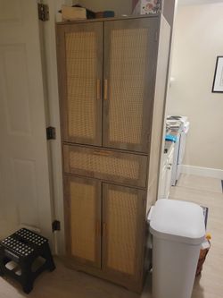 Oak & Rattan Pantry/Kitchen Storage