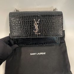 Sunset Crocodile Silver Label Silver Chain Bag