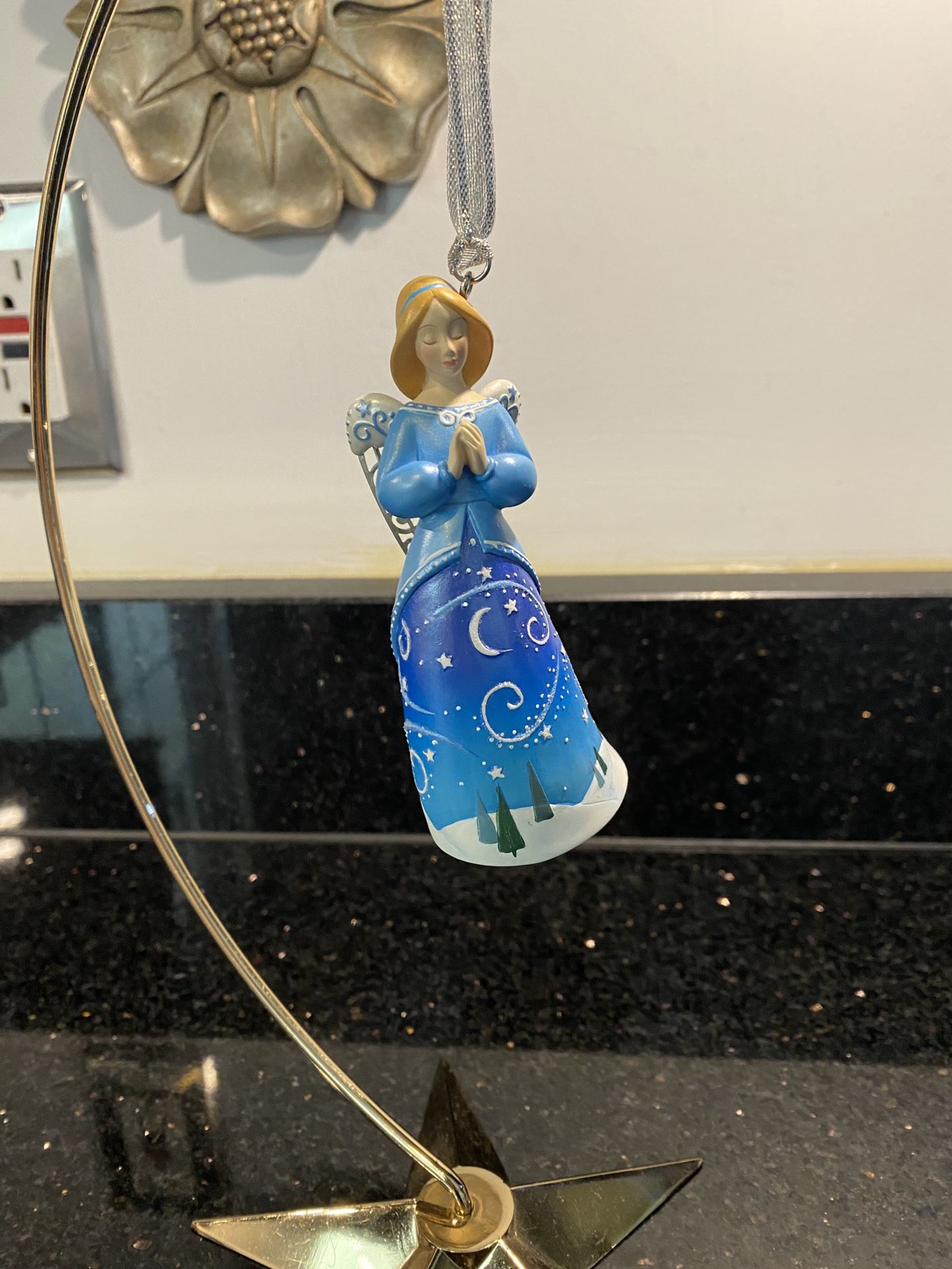 Vintage 2005 Hallmark Keepsake Azura Ornament Blue Angel with Metal Wings 4.5”