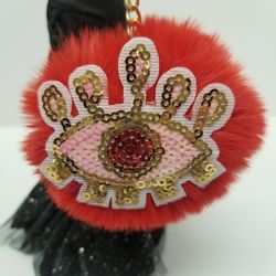 New Evil Eye Red Fluffy Eye