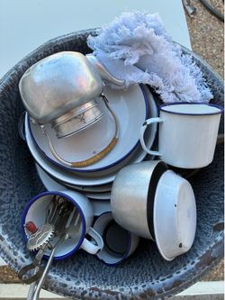 Vintage Plates and Kitchen Utensils