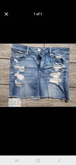 American Eagle Distressed Denim Mini Skirt Size 8