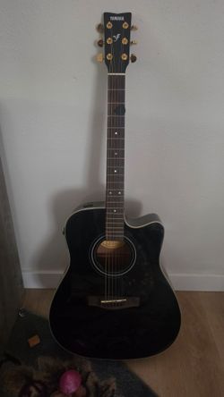 Yamaha Black Acoustic-Electric Cutaway Guitar