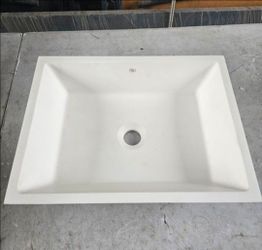New Vigo Vinca 18" L x 14" W x 5" H Rectangular Stone Composite Vessel Bathroom Sink