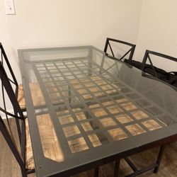 Glass Dining Table with 4 Chairs