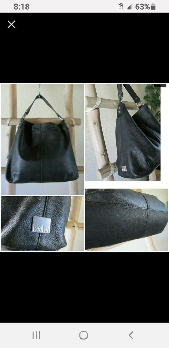 KOOBA Black Leather Hobo Bag Black pebble leather with silver hardware 